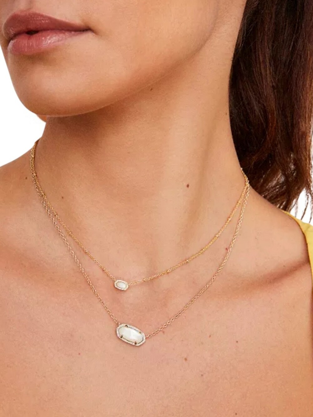Kendra Scott Mini Elisa Gold Satellite Short Pendant Necklace In Ivory NWT
